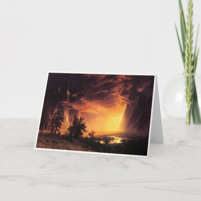 Cartão O Sol de Albert Bierstadt no Vale Yosemite (Frente)