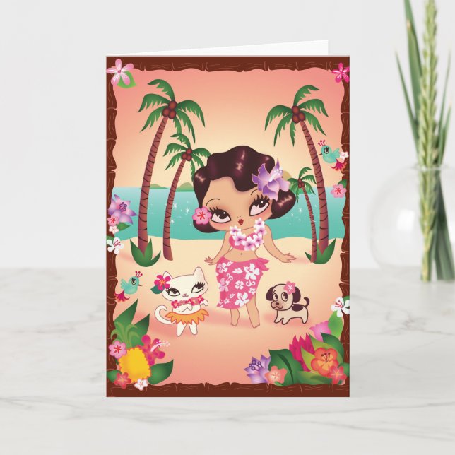 Cartão O Sunset Mágico de Hula Lulu (Frente)