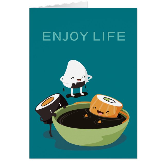 Cartão O sushi aprecia o tempo do banho engraçado (Frente)