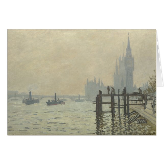 Cartão O Tâmisa Abaixo de Westminster por Claude Monet (Frente Horizontal)