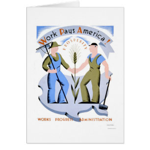 Cartão O trabalho paga América WPA 1939