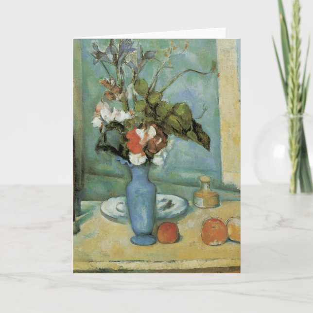Cartão O Vaso Azul (Flores e Frutas) de Paul Cezanne (Frente)
