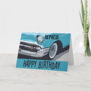 Cartão O velho aniversário Chevy em azul para qualquer so