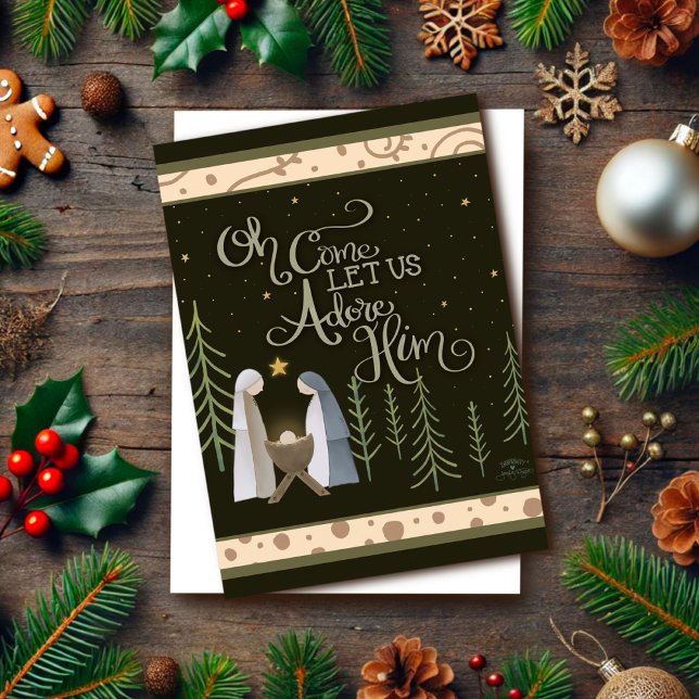 Cartão Ó Vem Adoremos a Ele Jesus Natal  (Criador carregado)