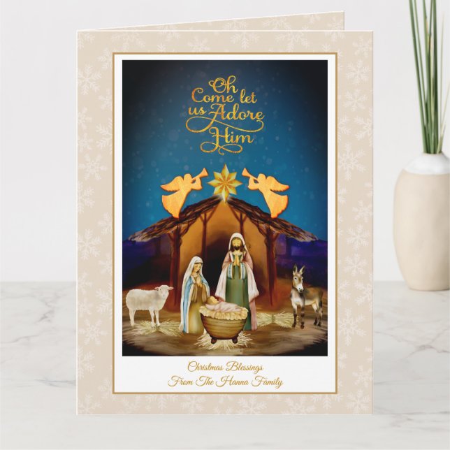 Cartão "Ó Vem, Adoremos a Ele" Natal Natividade (Frente)