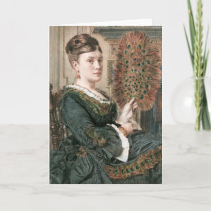 Cartão O ventilador Peacock   Edward John Poynter