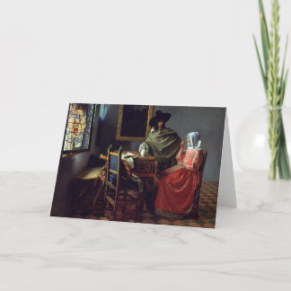 Cartão O vidro de vinho, janeiro Vermeer