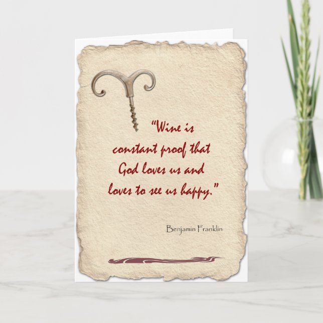 Cartão O vinho é prova (Frente)