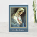 Cartão O Virgin personalizado Madonna Mary com aumentou<br><div class="desc">Personalize com seu próprio verso! 
Virgem Maria que guardara um rosa</div>