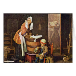 Cartão O Washerwoman, por Chardin Jean-Baptiste Siméon