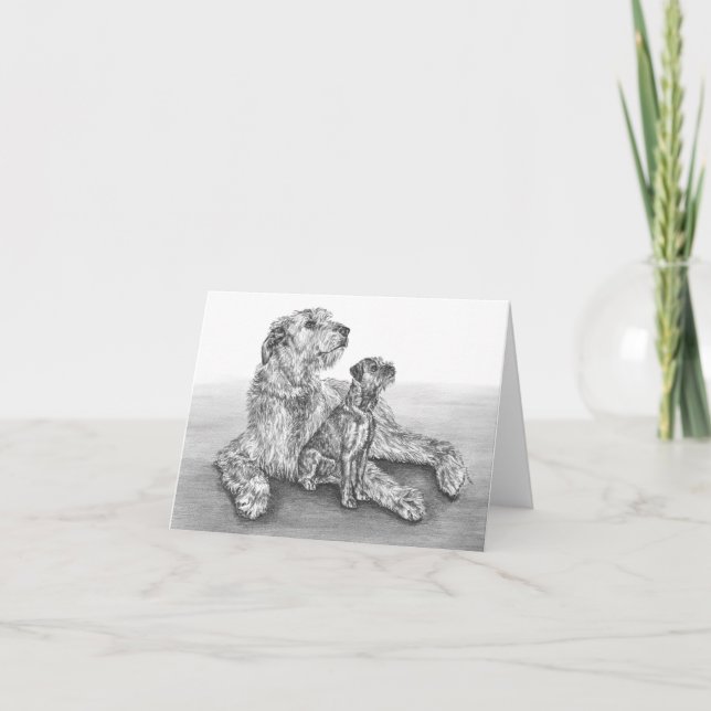 Cartão O Wolfhound irlandês persegue o desenho pela cisne (Frente)