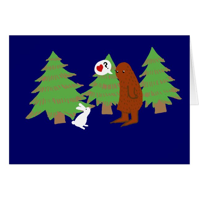 Cartão O Yeti e o coelho discutem o amor (Frente Horizontal)