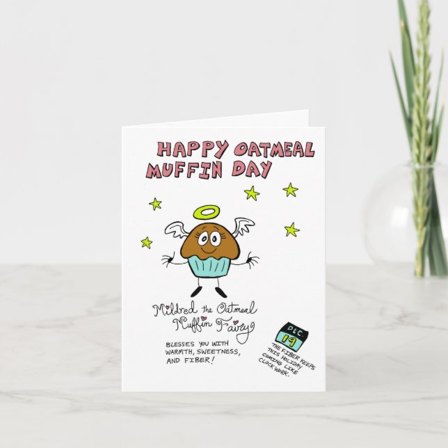 Cartão Oatmeal Muffin Day Greeting Card (Frente)