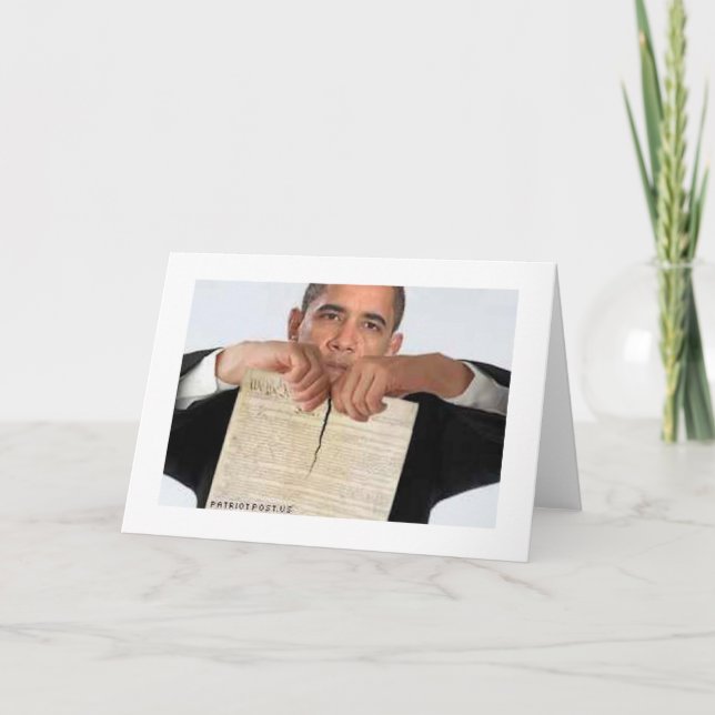 Cartão Obama que rasga acima a constituição (Frente)