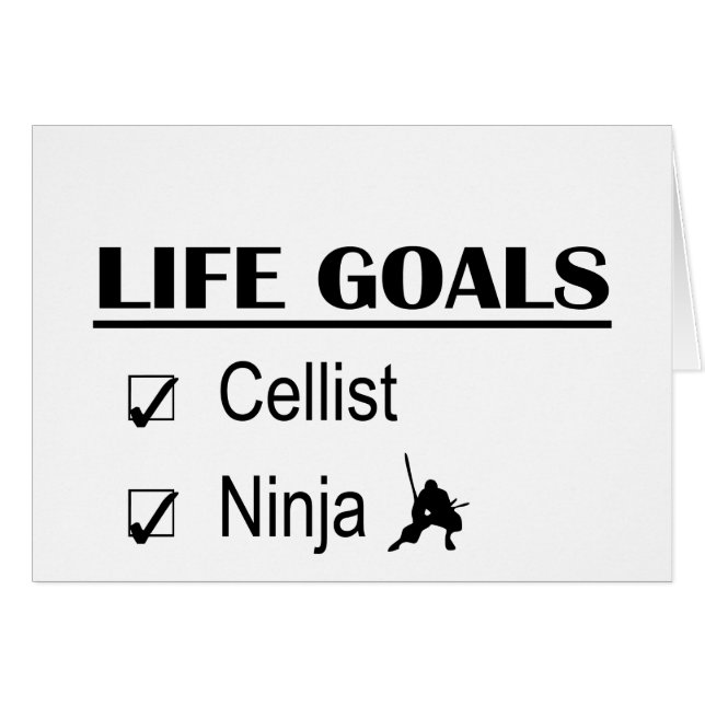 Cartão Objetivos da vida de Ninja do violoncelista (Frente Horizontal)