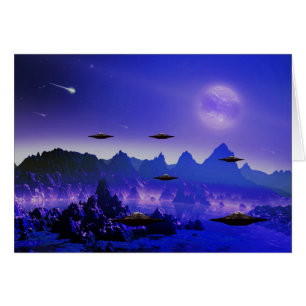 Cartão Objeto do vôo do UFO no espaço