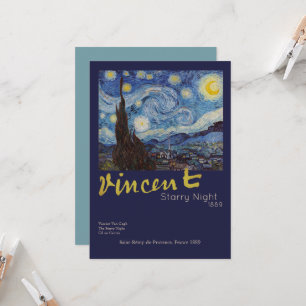 Cartão Obra-prima Vintage Azul Noite Estrelada de Van Gog