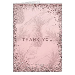 Cartão Obrigada Abacaxi Brilho Dourado Rosa
