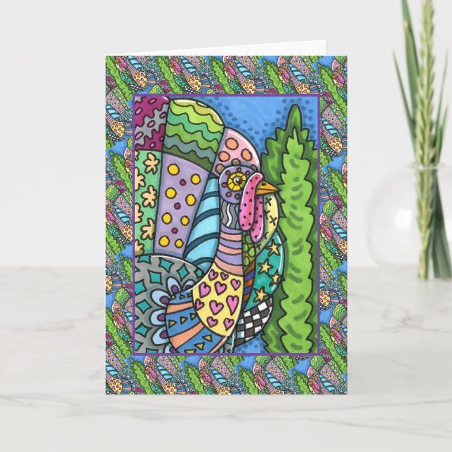 CARTÃO OBRIGADO À TURQUIA, PATCHWORK PENTHERS, FOLK ART (Frente)