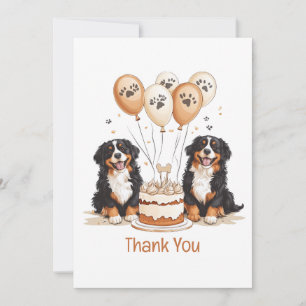 Cartão Obrigado Aniversário Cães de Montanha Bernese