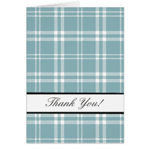 Cartão Obrigado azul da xadrez você