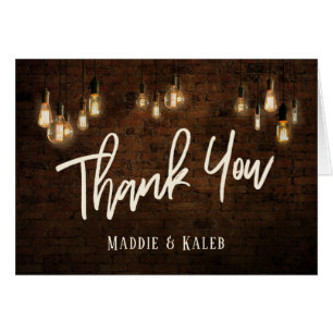 Cartão Obrigado Bricks Industriais com Luzes Edison