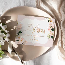 Cartão Obrigado brilhante chá de fraldas elegante floral