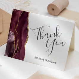 Cartão Obrigado Casamento Ágata Dourada Borgonha