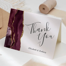 Cartão Obrigado Casamento Blush Dourado Ágata Borgonha