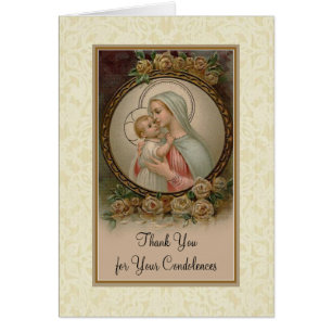 Cartão Obrigado católico abençoado dos pêsames da Virg