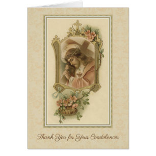 Cartão Obrigado católico dos pêsames da cruz do