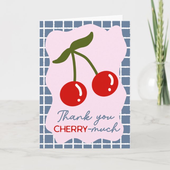 Cartão Obrigado Cherry Muito Bonito Pun (Frente)