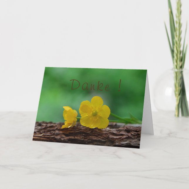 Cartão Obrigado com flores amarelas (Frente)