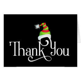 Cartão Obrigado com o Red e o Green Christmas Hat