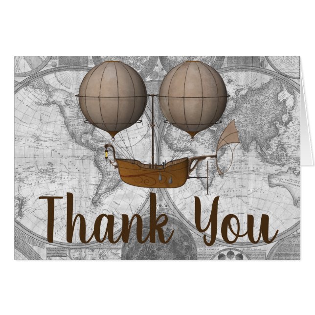 Cartão Obrigado da aventura do Dirigible do dirigível do (Frente Horizontal)