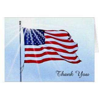 Cartão Obrigado da bandeira americana você