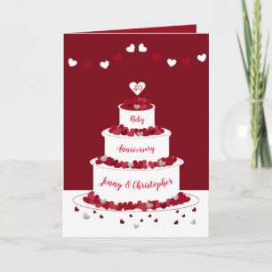 Cartão obrigado de bolo de aniversário de casamento Ruby