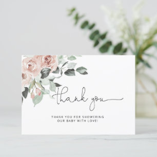 Cartão Obrigado de chá de fraldas floral Dusty