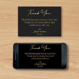 Cartão obrigado de feliz aniversário - ouro negro digital