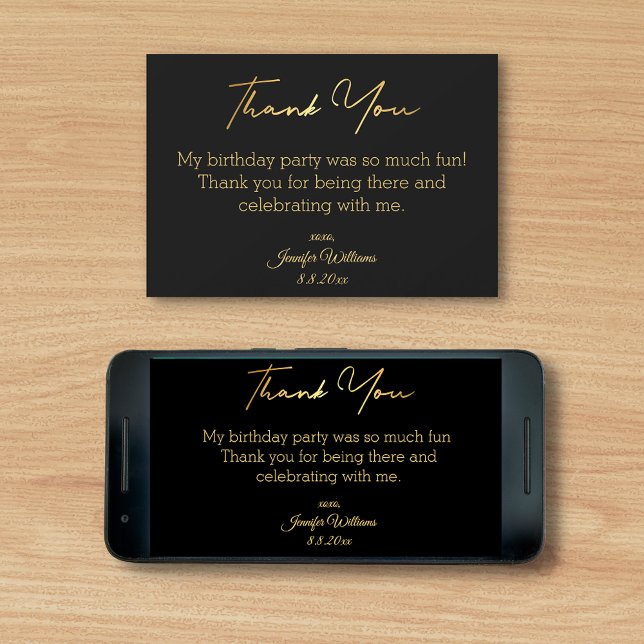 Cartão obrigado de feliz aniversário - ouro negro digital (Criador carregado)