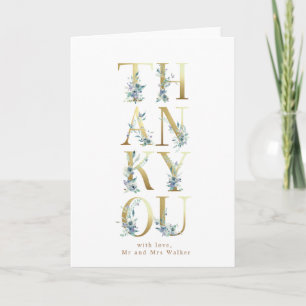 Cartão obrigado de ouro floral de montanha que você dobr