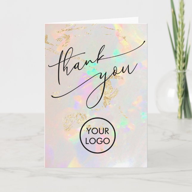 Cartão obrigado de sua placa de textura opal branca (Frente)