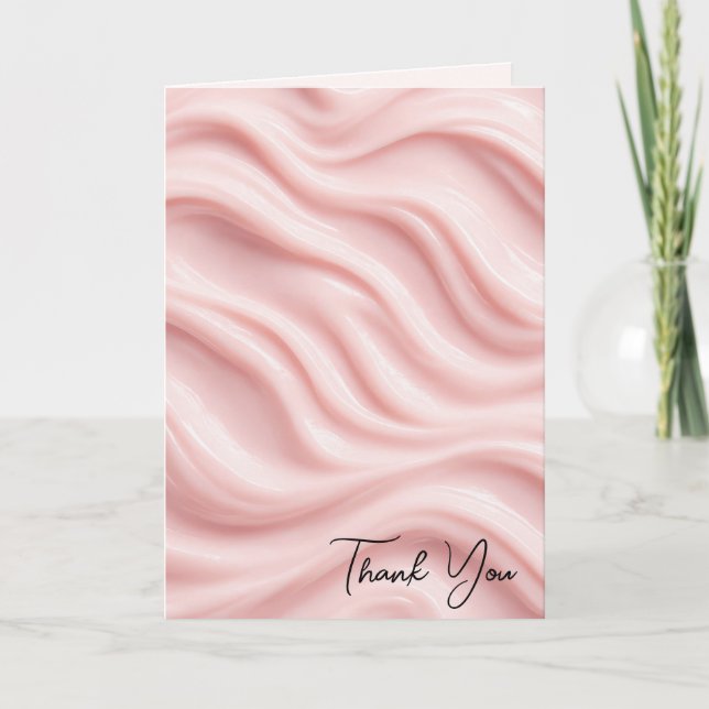 Cartão Obrigado Design Abstrato Rosa Creme (Frente)
