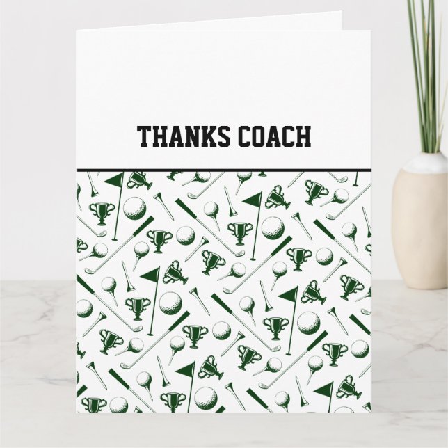 Cartão OBRIGADO do treinador de bolas de golfe preto verd (Frente)