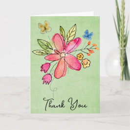 Cartão Obrigado Doodle Flowers Card
