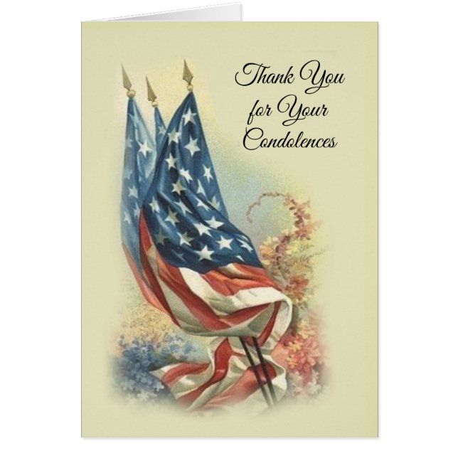 Cartão Obrigado dos pêsames da apreciação da bandeira (Frente)