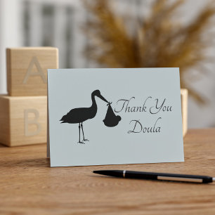 Cartão Obrigado Doula Modern Stork Baby Delivery Card