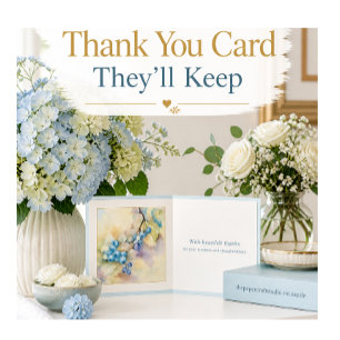 Cartão "Obrigado" Elegante de Aquarela com Mirtilo