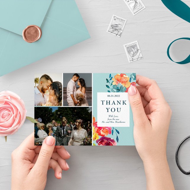 Cartão "Obrigado" elegante de Casamento Bright Sum (Criador carregado)