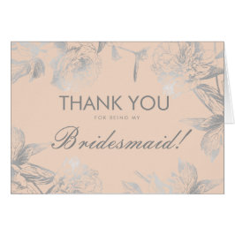 Cartão Obrigado elegante você prata floral da dama de